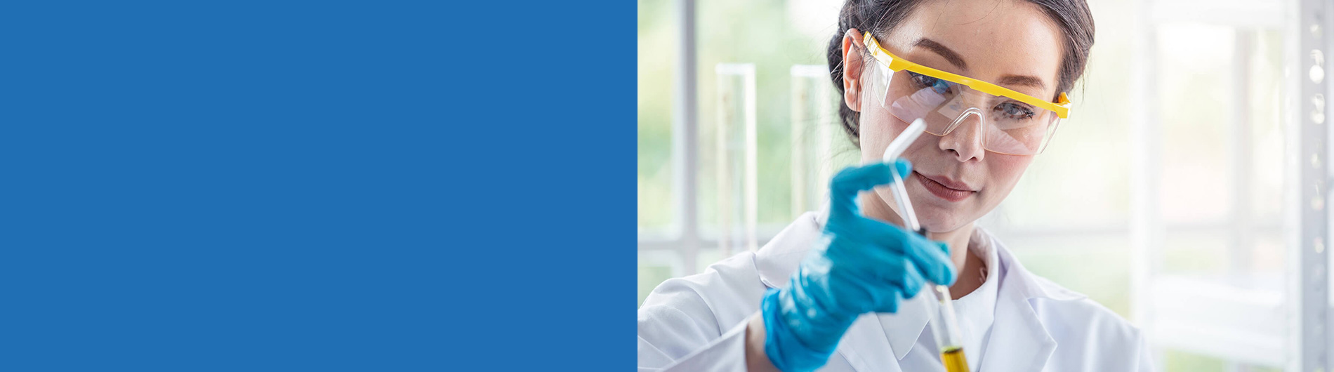 Woman working with test tubes